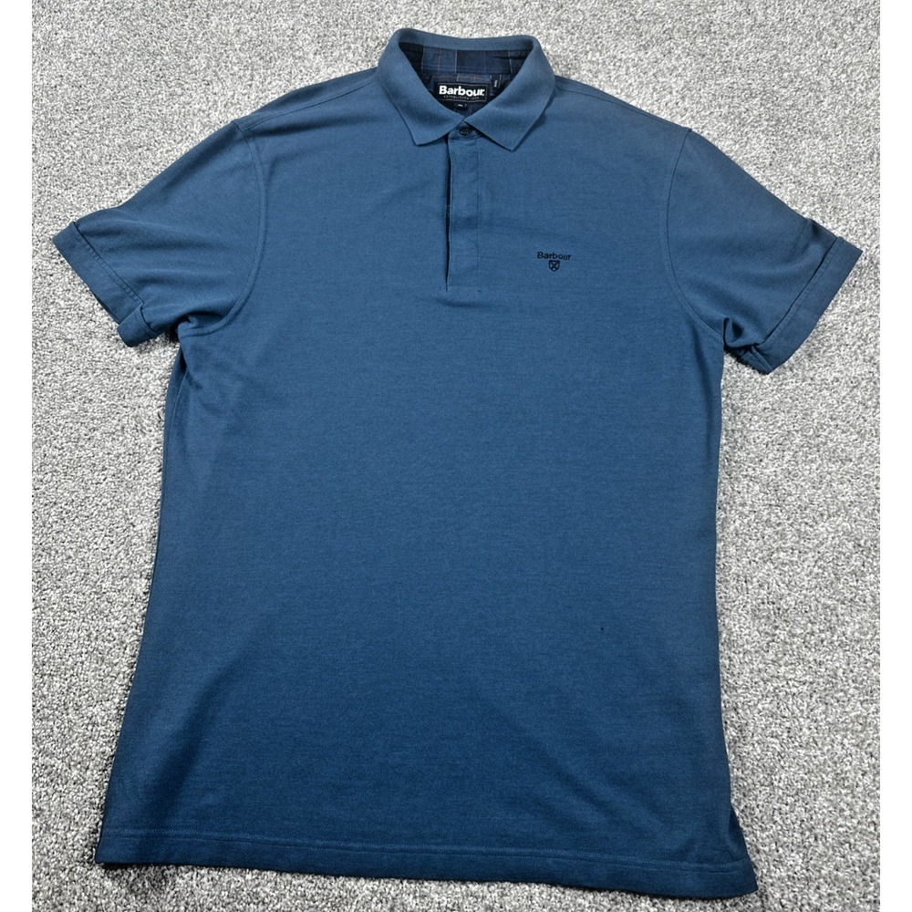 Barbour Polo Shirt Men XL Blue Short Sleeve Portugal Cotton Modal Golf